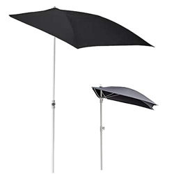 Parasol Sombrilla de Media Pantalla 160 × 100 cm Sombrilla de jardín Negra Protección UV Patio para Balcón, Patio, Patio Trasero en oferta