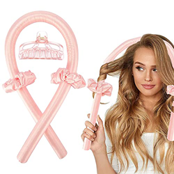 Varilla para rizar sin Calor, Rizadora de Pelo de Onda de cinta,Heatless Curler,Silk Hair Curler,Diadema de vara de curling sin calor (Polvo-3) en oferta
