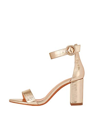 Marypaz, Sandalia básica con tacón ancho metalizado moda verano para Mujer Dorado 39 EU