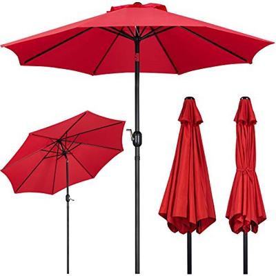 Yaheetech Sombrilla de Patio Sombrilla Jardin Terraza Proteccion UV Comercial Inclinable Plegable Parasol con Manivela para al Aire Libre Balcón Playa