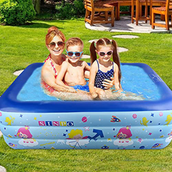 KOSIEJINN Piscina Hinchable Familiar Piscina Infantil Inflable 210x150x55cm Piscinas inflables 3 Cámara de Aire Individuales Piscina Duradera Patio Ja en oferta