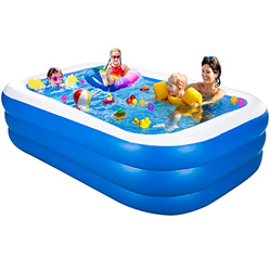 Piscina hinchable grande familiar para nadar, jugar y dormir, rectangular para jardín y exterior, color azul (200 x 120 x 45 cm) en oferta