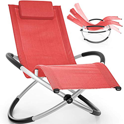 tillvex Tumbona Plegable para Playa, Jardín | Silla Mecedora para Terraza - Reclinable y Regulable | Soporta hasta 180 kg | Impermeable (Rojo) precio