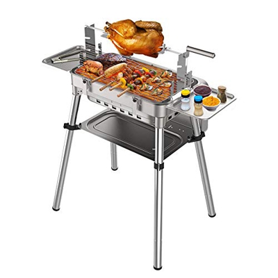 HengBO Al Aire Libre Parrillas y Barbacoas de Carbón Portátil de Acero Inoxidable(con Capacidad para 5-8 Personas), Adecuado para Fiestas de Picnic, C