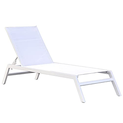 MOMMA HOME Tumbona Hamaca 5 Posiciones, En Color Blanco Modelo Senia, Tumbona Exterior, Jardín en oferta