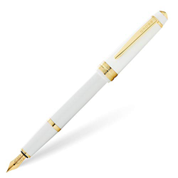 Cross AT0746-10MF Pluma Estilográfica Bailey Light Plumín Punto Medio con Detalles Bañados en Oro, Blanco en oferta