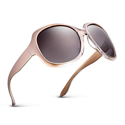 Effnny Gafas de sol polarizadas para mujeres, protección UV, Lentes de sol espejadas 3113 (champán)