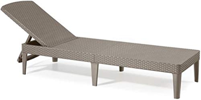 Mediawave Store - Tumbona Jaipur de resina Cappuccino 187 x 58 x 29 cm - Decoración de jardín