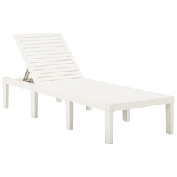 vidaXL Tumbona Jardín Silla Asiento Patio Terraza Balcón Exterior Piscina Playa Cama Almohada Plegable Ajustable de Plástico Blanco precio