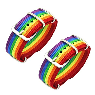DXSS Pulsera de arcoíris con Banda de Nailon, Pulsera de arcoíris, Pulsera de Pareja versátil, Pulsera de Orgullo para Gays y Lesbianas (Paquete de 2)