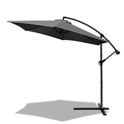 VOUNOT Sombrilla Voladiza Parasol Excentrico Colgante con Manivela para Terraza Jardín Playa Patio Exterior, Protección Solar UV, Redondo, 3m, Gris características