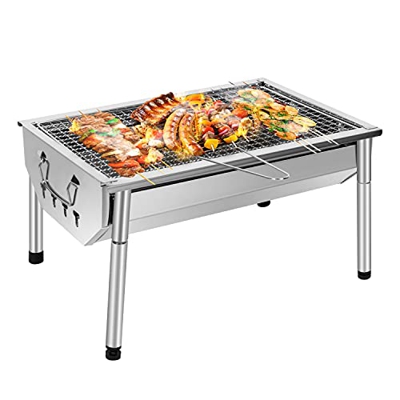 Afungo Barbacoa Portátil de Carbón,BBQ Barbacoa Leña con Parrillas y Piernas Desmontable Altura Ajustable,Matriales Seguros para 4-6 Personas para Jar