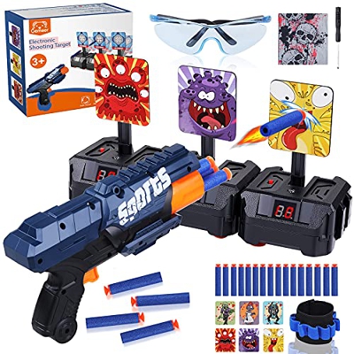 Gemeer Objetivo de Tiro electrónico Pistolas para Nerf-Auto Reset Blancos Digitales Eléctricos con Espuma Dardos Pistolas de Juguete para Niños, Juego