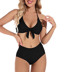 Voqeen Mujeres Cintura Alta Trajes de Baño Bowknot Delantero Bañador de Conjunto de Bikini Push up Sujetador Acolchado Traje de baño Bikini para Mujer precio