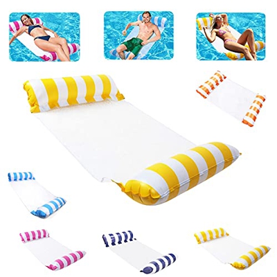 Sunshine smile Hamaca hinchable 4 en 1, cama hinchable para piscina, hamaca, hamaca, hamaca, hamaca, hamaca, hamaca, hamaca de agua con red para adult