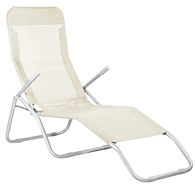 SPRINGOS Tumbona Gravity Relaxliege Gartenliege de metal, plegable, tiempo libre (Beige)