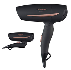 Carrera Secador de pelo clásico de viaje, 1200 W, 2 niveles de calor y velocidad, mango plegable, protección contra sobrecalentamiento, ajuste de tens en oferta