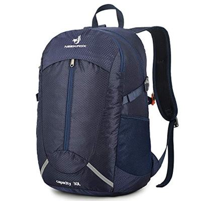 NEEKFOX Mochila de Senderismo Ligera Plegable 30L Viaje Día de Escalada Pack para Hombre Mujer, Peso Ligero Compacta Resistente al Agua Mochila para D