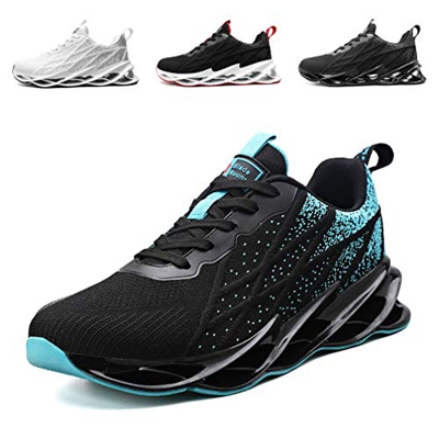 Monrinda Zapatillas Running para Hombre Mujer Zapatos Deportivo Transpirables Casual Gimnasio Correr Sneakers Verde Black Blue 40EU