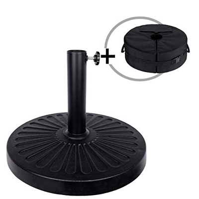 Eletiffi 2 en 1 Sombrilla Terraza Pie Base Jardin con de para Grandes Parasol Playa Incluido Peanas Soporte Resina Apoyo 38mm 48mm