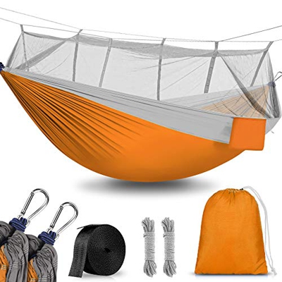 Hamaca para Acampar con mosquitera, 260x140cm Hamacas Camping Colgantes Portátil, Nailon de Paracaídas de Secado Rápido, Transpirable Ultra Ligera par