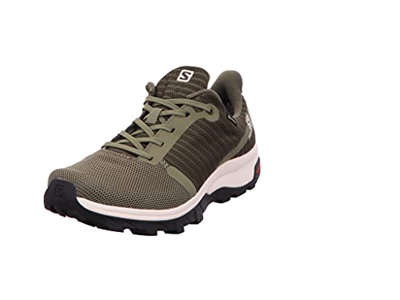 Salomon Outbound Prism GTX Zapatillas De Sanderismo Impermeables De Hombre, Verde oliva (Deep Lichen Green/Olive Night/Vanilla Ice), 48 EU
