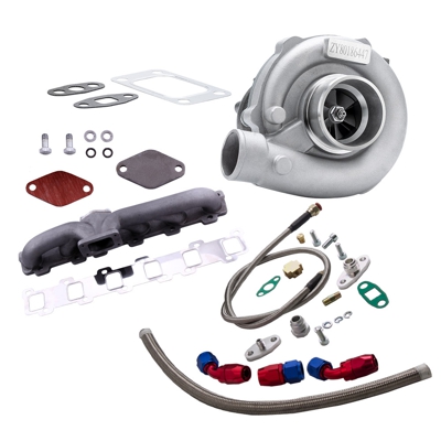 T04E Turbo y Línea de aceite y Kit de colector compatible para Nissan Patrol Safari Y60 Y61 TD42 TB42