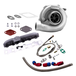 T3T4 T04E Turbo A / R .57 y Línea de aceite y Kit de colector compatible para Nissan Patrol Safari Y60 Y61 en oferta