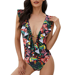 CMTOP Sexy Mujer Bikinis 2021 Conjunto De Frill Bikini Traje De Baño con Volantes Bikini Cuello en V Bañador de Baño de Una Pieza Verano en oferta