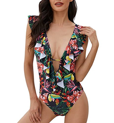 CMTOP Sexy Mujer Bikinis 2021 Conjunto De Frill Bikini Traje De Baño con Volantes Bikini Cuello en V Bañador de Baño de Una Pieza Verano