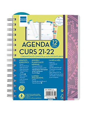 Finocam Agenda 2021 2022 Semana vista apaisada Septiembre 2021, Agosto 2022 12 meses 4º, 155x212 Docente Magistral Personalizable Mandala Catalán
