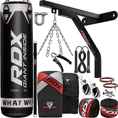 RDX Saco de Boxeo Relleno MMA Muay Thai Kick Boxing Artes Marciales con Soporte Pared Cadena Guantes 17PC 4FT 5FT Punching Bag