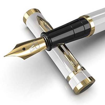 Wordsworth & Black Juego de pluma estilográfica, punta mediana, incluye 6 cartuchos de tinta y convertidor de recarga de tinta, estuche de regalo, bol