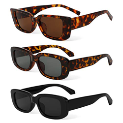 PHOGARY Gafas de Sol Rectangulares Vintage, Moda Vintage Marco Cuadrado Gafas Protección UV400 Gafas de Conducción Retro para Mujeres Hombres (3 Pieza en oferta