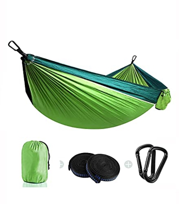 HENG FENG Hamaca para Acampar 270x140cm Tejido de paracaídas de Nailon Ligero portátil para jardín y Viajes al Aire Libre, Senderismo Verde Claro Verd