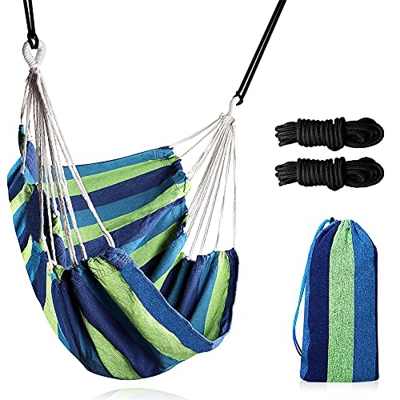 DASIAUTOEM Hamaca Jardín, Silla de Hamaca Ultraligera Portátil Hammock, Hamaca Colgante de Lona Exterior e Interio Hamaca de Algodón para Jardín Patio