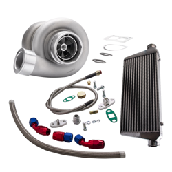 Turbocompresor GT45 1.05 A / R + Intercooler de 24 pulgadas x 12 pulgadas x 3 pulgadas + Kit de línea de retorno de alimentación de aceite en oferta