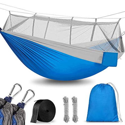 Hamaca para Acampar con mosquitera, 260x140cm Hamacas Camping Colgantes Portátil, Nailon de Paracaídas de Secado Rápido, Transpirable Ultra Ligera par