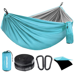 Overmont Hamaca Camping Viaje Dobles Capas Máx 400kg Capacidad de Carga Nylon Paracaídas|2 Mosquetones Premium|2 Correas de Nylon |Hamaca Interior Ext precio