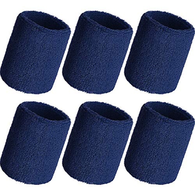 BANGBANGSHOP - Pack de 6 muñequeras deportivas absorbentes para fútbol, baloncesto, correr, deportes atléticos, color azul marino
