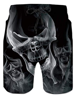 Hombre Calavera Baño Cortos Chico Playa Pantalon 100 Poliéster Secado rápido Natación Surf Calzoncillos Bermudas Chico Playa Pantalon Negra M