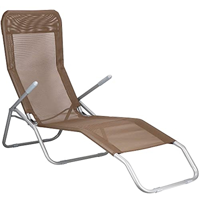 SPRINGOS Tumbona Gravity Relaxliege Gartenliege de metal, plegable, tiempo libre (marrón)