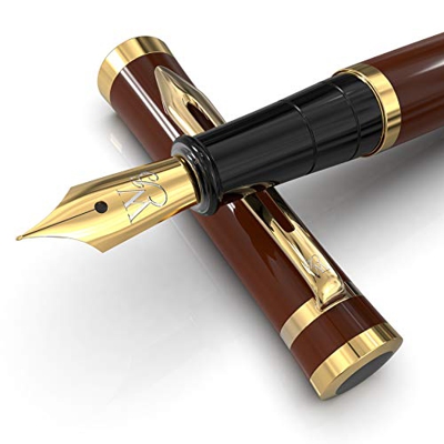 Wordsworth & Black Juego de pluma estilográfica, punta mediana, incluye 6 cartuchos de tinta y convertidor de recarga de tinta, estuche de regalo, bol