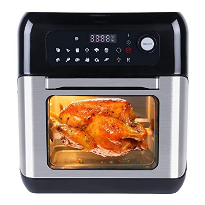 Uten Freidora de Aire sin Aceite Multifuncional Inteligente,10L1500W Horno de Aire Caliente con 12 Programas, con Pantalla Táctil LED De Temperatura Y