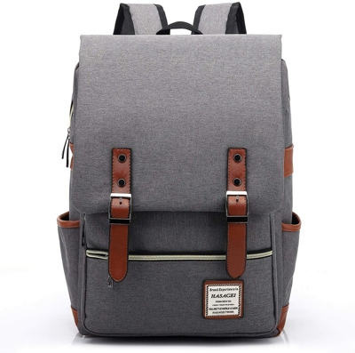 HASAGEI Mochila Unisex de Lona del Ordenador Portátil Gris