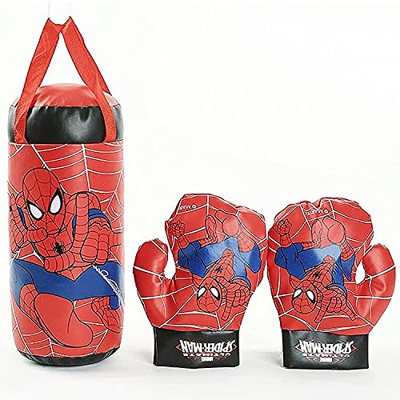 St.mary Set de Boxeo Spiderman, Conjunto de Bolsa de Guantes de perforación para niños, Juguetes de Entrenamiento Deportivo, Juguetes de Entrenamiento