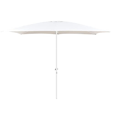 Parasol de jardín Apertura manivela Alba Rectangular Blanco de Aluminio de 300x400 cm - LOLAhome