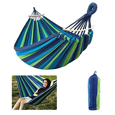 Ledeak 190x150cm Hamaca Colgante Lona, Duradera Nylón Camping Hamaca 300kg Capacidad de Carga con 40CM Travesaños de Madera, Bolsa de Almacenamiento, 