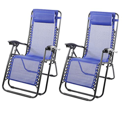 Silla Tumbona Exterior Hamaca Plegable para Playa, jardín, terraza - 2 uds - Hamaca Multiposiciones de Metal con cojín reposacabeza. (Azul) precio