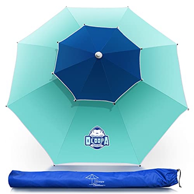 Sombrilla de playa OCOOPA de 2,19 m con poste de aluminio ultra transpirable y flexible; sombrilla de playa portátil con bolsa de transporte para play